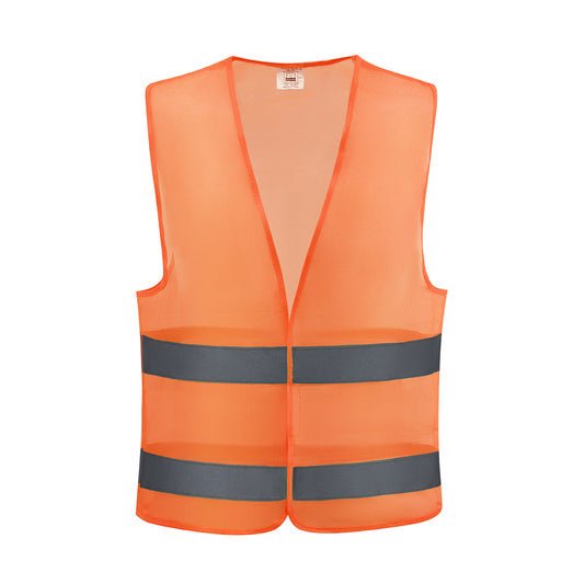 60g High Visibility Safety Vest - Orange - Lightweight Reflective Work Vest with Front and Waist Reflective Strips for Construction, Road Work and Outdoor Tasks