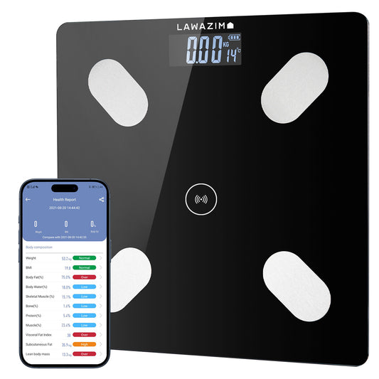 Digital Body Scale with Bluetooth - Glass Platform Smart Body Scale for Health Tracking, Fitness Monitoring, and Weight Management