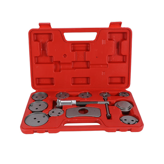 Brake Caliper Tool Set with Plastic Box-12 Piece- Anti-Corrosion Complete Tool Kit with Threads, Retainer Plate, and Disc Adapters -for Workshops, Auto Repair Shops, and DIY Garage Maintenance