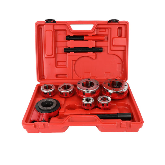 Ratchet Pipe Threader Kit 6 Piece - Manual Pipe Threading Tool Set for Plumbing, Pipe Fitting, and Construction Work