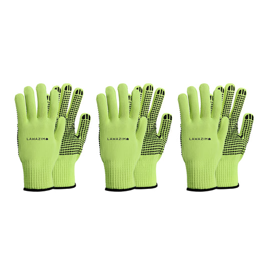 Work Gloves - 3 Pairs - Seamless Knit Cotton Gloves for Construction, Mechanics, Warehouse, Industrial, and Gardening
