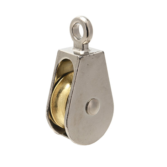 Pulley - Single Wheel Rope Pulley with Fixed Top Hanging Eye, Smooth Rotating Wheel, Compact Design for Rope and Cable Guidance, Lifting Systems, Rigging & Workshop Applications