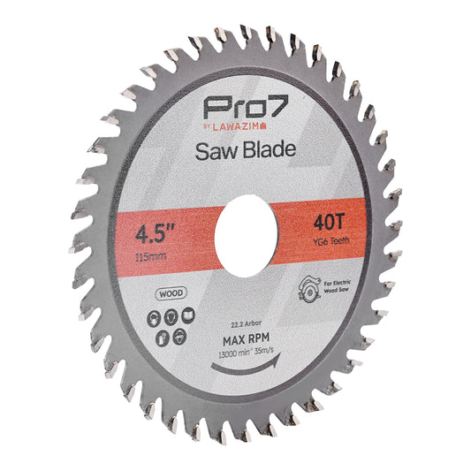 Circular Wood Saw Blade -4.5inch, 40T- Tungsten Carbide-Tipped Wood Cutting Blade with Hardened Steel Body, 22.2mm Arbor, 13,000 RPM - for Hardwood, Softwood, Plywood, and DIY Woodworking