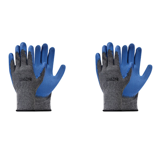 Rubber Safety Gloves - 2 Pairs Grey Blue - Latex-Free Waterproof Gloves for Gardening, Cleaning, and Work Projects