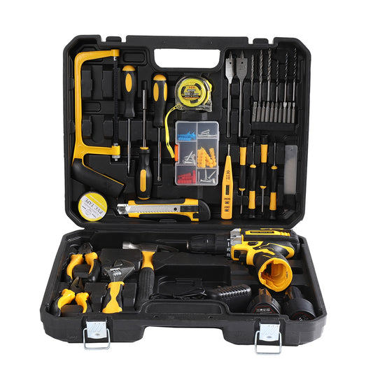 Electric Drill Set - 12Volt With Tools - Cordless Lithium-Ion Drill with Dual-Speed, 2 Batteries, Adjustable Torque, 3/8" Chuck, Storage Case - Tool Box for Home DIY Woodworking Repair Projects