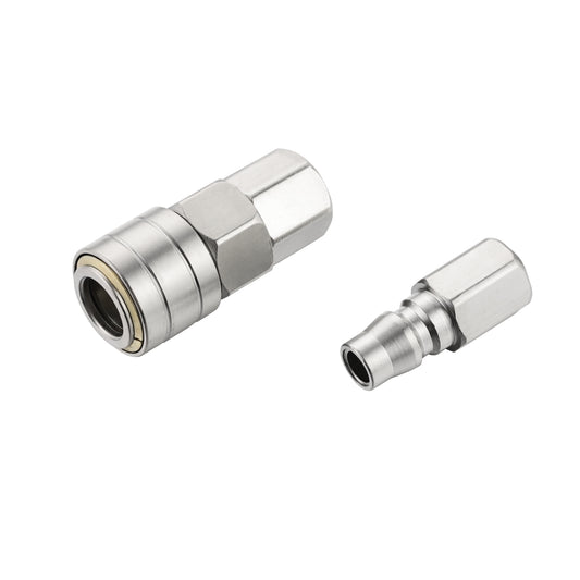 Air Hose Fitting Set - 2 Piece 1/4inch 20SF x 20PF Female Threaded Quick Connect Coupler and Female Threaded Plug, Air Compressor and Pneumatic Tool Accessories