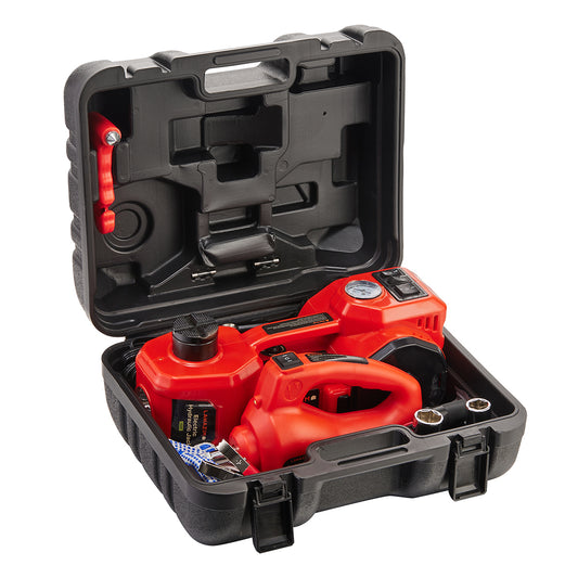 5Ton Electric Car Jack Kit - 12V Portable Hydraulic Electric Floor Jack with 15.5-45cm Lift Range, Impact Wrench, Tire Inflator Pump, and LED Light -for Emergency Repair Sedan SUV Truck Pickup