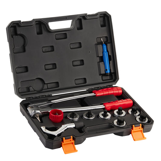 Tube Expander Set - Manual Lever Tube Expander Kit with 7 Expander Heads (3/8″–1-1/8″), Tube Cutter and Deburring Tool - Ideal for HVAC, Refrigeration, Air Conditioning and Plumbing Use