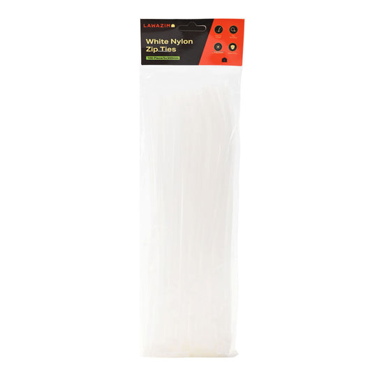 White Nylon Zip Ties - 100 Piece Multi-Purpose Self-Locking Cable Zip Ties, UV Resistant Flexible Wire Ties for Home, Office, Workshop, Cord Management, Indoor and Outdoor Use