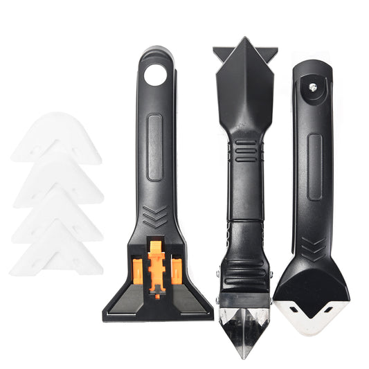 7-Piece Silicone Caulking Tool Set - Sealant Finishing Tools with Adjustable Blade Scraper - 3-in-1 Grout Removal and Smoother for Bathroom, Kitchen, Floor, Window, Sink & Tile Joint