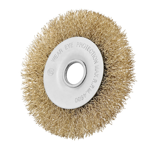 Crimped Wire Wheel Brush - 4500 RPM Round Wire Brush with Arbor Hole for Angle Grinder, Rust, Paint & Corrosion Removal, Weld Cleaning, Deburring & Metal Preparation