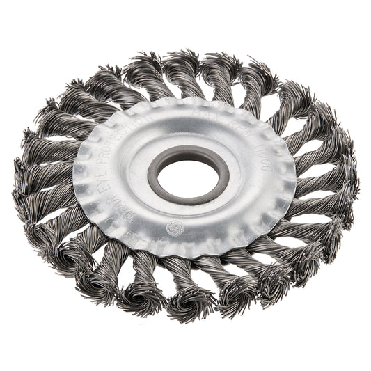 Twisted Wire Wheel Brush - 125mm / 4-15/16"- 11000 RPM Knotted Wire Brush with Arbor Hole for Angle Grinders & Grinders, Heavy Rust, Paint, Scale, Weld Spatter Removal & Metal Surface Preparation