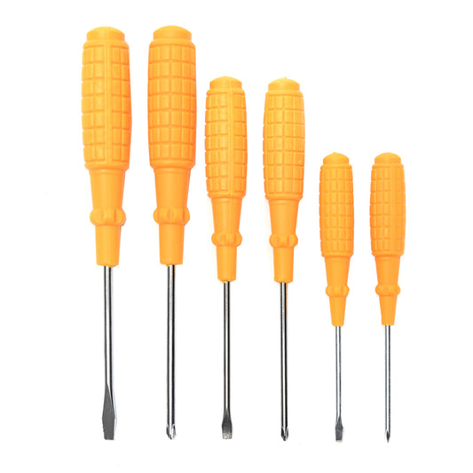 Color Screwdriver Set - Yellow, 6 Piece - Flathead and Phillips Tips for Home Repair, Electrical Work, and General Maintenance Tasks