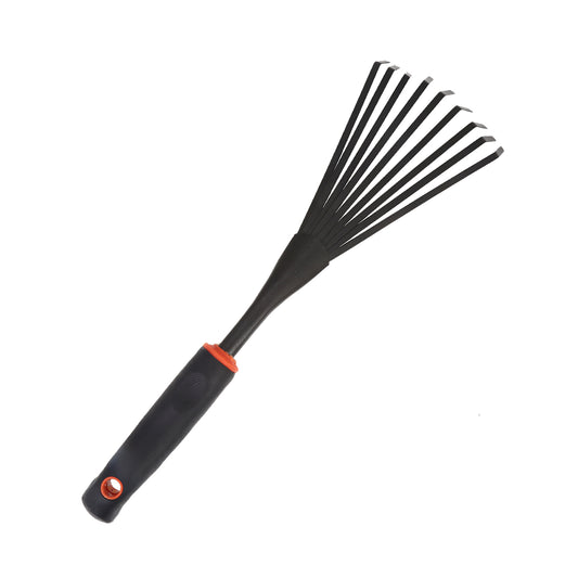 Iron Rake Shovel - Black Garden Hand Rake for Leaf Collection, Soil Loosening, and Small Garden Tasks
