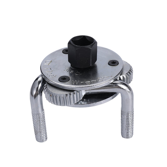Oil Filter Wrench - 3 Jaw Adjustable Round Feet Tool with Bi-Directional Anti-Slip Grip, 3/8-Inch Drive Double Tab - for Cars, Trucks, and SUVs