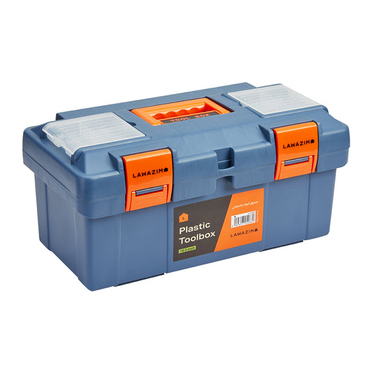 Toolbox - 16.5inch - Toolbox for Tool Organization, Small Compartments Lid for Screws and Nuts, Non-Slip Handle, Secure Durable Latches and Spacious Interior for Power and Hand Tools