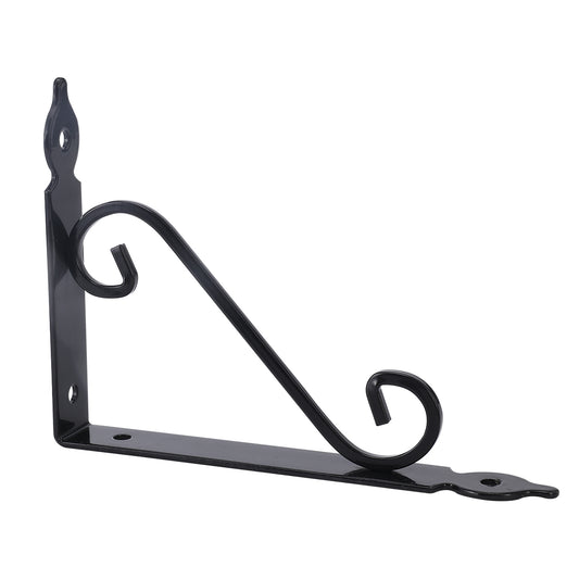 Shelf Bracket S-Shape - Decorative Wall Shelf Bracket, Right Angle Triangle Support, L Shape Shelf Support with Hook and Pre-Drilled Holes, for Home & Kitchen