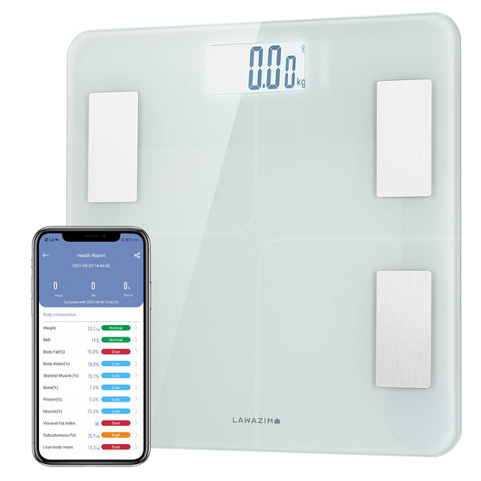 Digital Personal Scale with Bluetooth - 30.2x30.2x2.2cm - Smart Body Fat Scale for Home Fitness Tracking