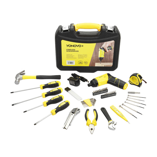 Tool Set - 58 Piece with Professional Cordless Screwdriver for Home Repairs, DIY Projects & Workshop Tasks