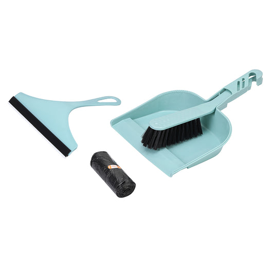 Dustpan and Brush Set with One Scraper and Trash Bag - Cleaning Kit for Home, Office, Kitchen, and Outdoor Use