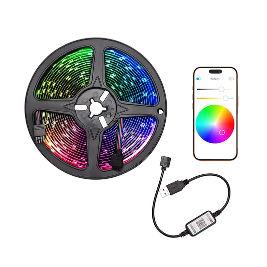 5M USB LED Light Strip - Smart Bluetooth RGB Backlight for TV, Gaming Room, Bedroom, and Living Room Decor