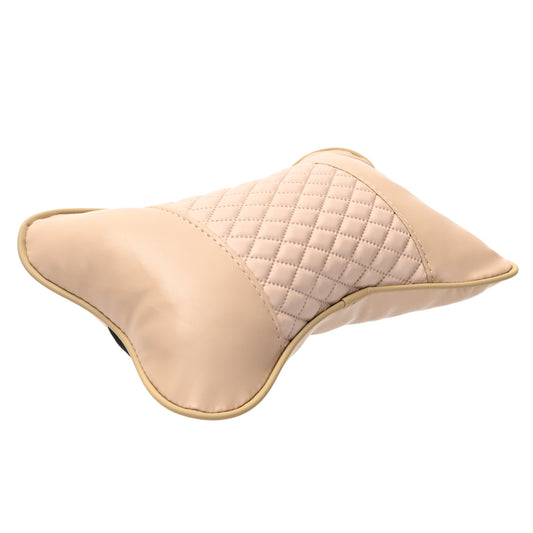 Car Neck Pillow - Beige - Universal Soft Memory Foam Headrest Cushion with Removable Cover for Neck Support and Driving Comfort - Ideal for Cars, SUVs, and Long-Distance Travel