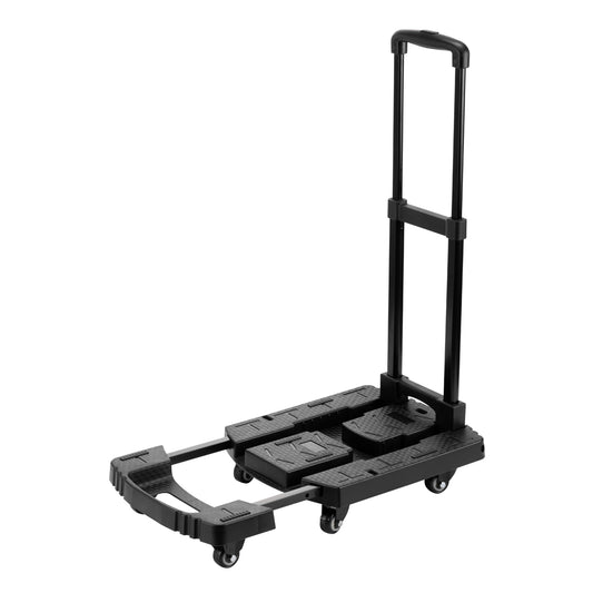 Folding Hand Truck - 200kg / 440lbs Heavy Duty Collapsible Dolly Cart with 6 Wheels, Extendable Base, Adjustable Handle & 2 Bungee Cords for Moving, Travel, Shopping & Luggage Use