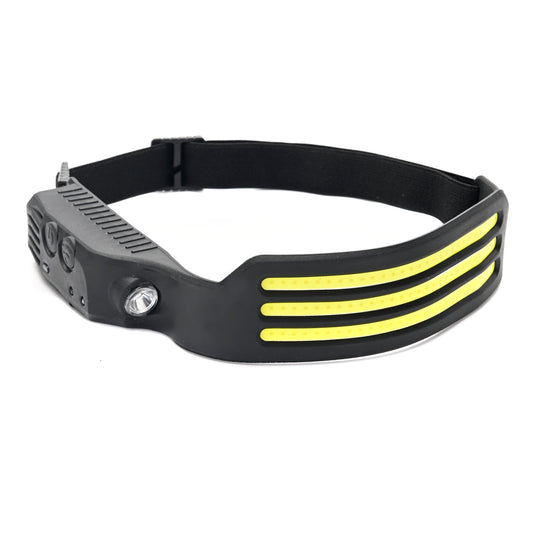 Triple LED Headlamp - USB-C Rechargeable, Hands-Free Headlamp with Elastic Strap, Front LED Beam & Side Light, 230° Wide Beam Headlight, for Work, Running, Hiking, Camping, and Repairs