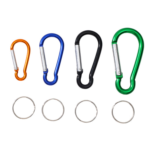 4Pcs Hook - Durable Mini Iron Carabiner Clips with Spring Gate and Rings, Small Snap Link Hooks for Keychains, Outdoor, Travel, Bags, Purse, Home and Gym