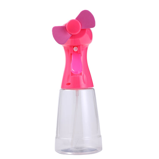 Water Spray Fan Light - Pink - Handheld Mist Spray Fan with Refillable Water Bottle, Manual Spray Trigger and Compact Portable Design