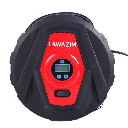 Digital Gauge Portable Car Air Pump Compressor - 12V 10A Tire Inflator, Digital Display, Unit Select, Compact Round Design, Car Motorcycle Bicycle Air Pump