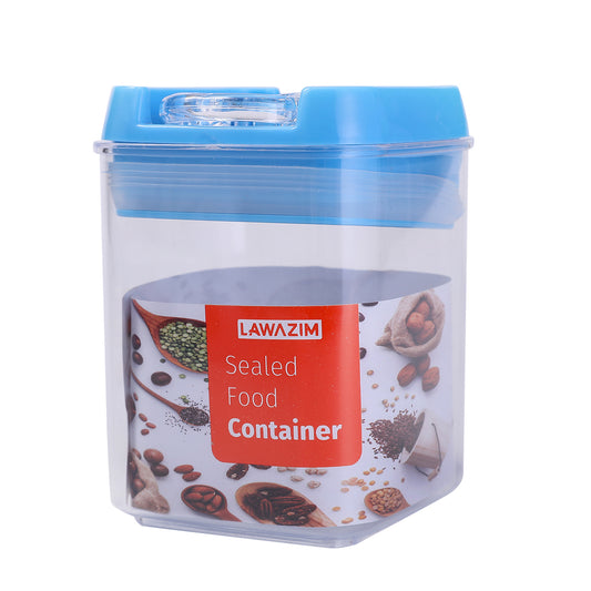 Sealed Food Container -7x10cm- Square Blue- Leak-Proof BPA-Free Plastic Container for Food Coffee Herbs Spices Tea Sugar Storage, Transparent Meal Prep Box, Pantry Organizer, Refrigerator Safe