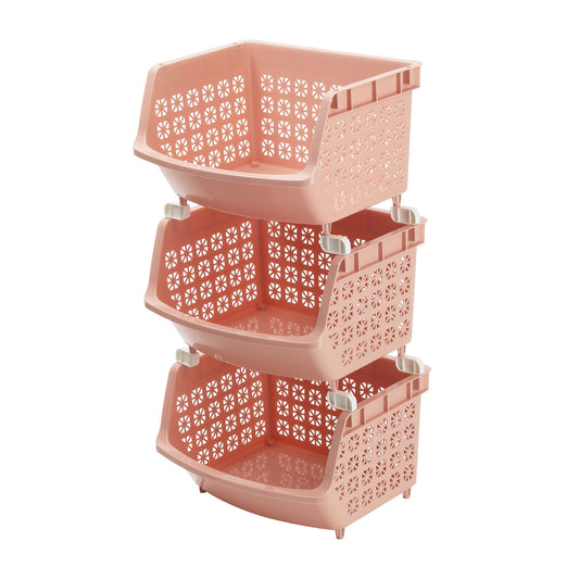 3-Tier Multipurpose Stackable Storage Rack - 35.8x32.5x74cm - for Kitchen, Bedroom, Bathroom and Office