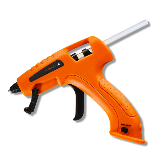 3.7V Cordless Glue Gun 15W - Orange, Rechargeable Hot Melt Adhesive Tool with 2900mAh Battery, Constant Temperature, 3-5 Minute Warm Up and Trigger Control and Built-In Stand for Crafts, DIY and Repairs