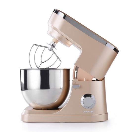 Professional 7L Stand Mixer 1200W - Gold - Tilt-Head Kitchen Mixer for Baking and Cooking