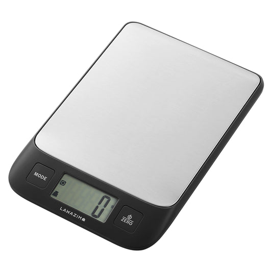 ميزان مطبخ رقمي - أسود - ميزان طعام بسعة 5 كجم / 11 رطل ودقة 0.1 جم ومنصة ستانلس ستيل وشاشة LCD بإضاءة خلفية زرقاء ووظائف متعددة