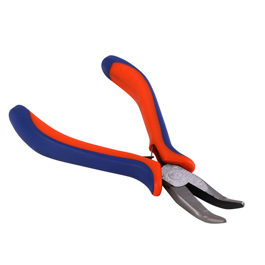 Curved Nose Pliers - 4.5inch - Bent Tip Cutting Tool with Non-Slip Handles for Electrical Repair, Electronics, Maintenance and DIY Tasks