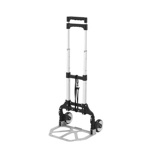 Foldable Hand Trolley - Folding Hand Truck, Sack Truck Hand Trolley Cart, Lightweight Portable Luggage Dolly with 70Kg/150Lbs Capacity, Adjustable Handle - for Travel, Office, Shopping Use (Black)