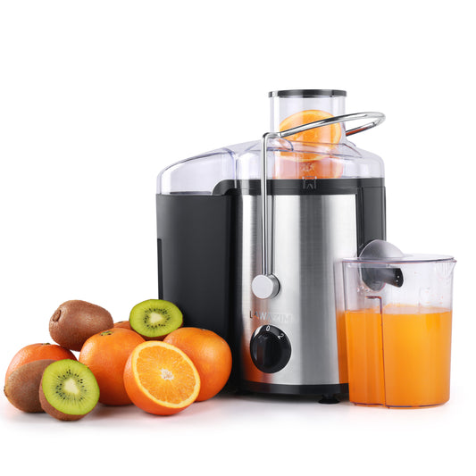 Fruit Juicer 500W - 65mm Wide Feed Tube with 2 Speeds, 1.6L Pulp Container and 0.5L Juice Jug - 220-240V 50/60Hz UK Plug
