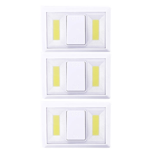 3-Piece Portable Double LED Light with On/Off Switch - Battery-Powered Compact Lamp for Closets, Cabinets, Bedrooms, Hallways and Storage Areas