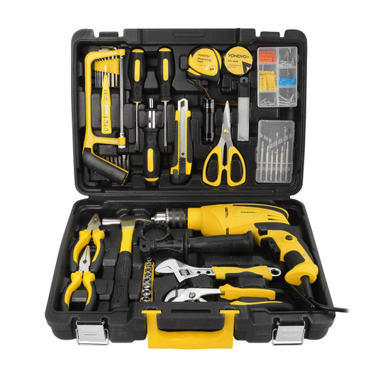 99 Piece Tool Set - with 13mm Impact Drill for Household Repair, Office, Garden, Workshop & Garage Maintenance