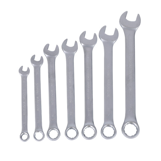 Combination Spanner Set - 7 Pieces - Precision Open-End Wrench Set for Automotive, Household, Plumbing, Workshop, Electrical, and Mechanical Repairs