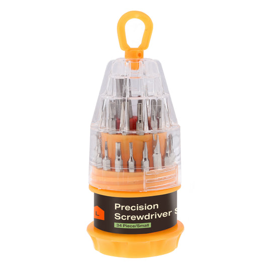 34-Piece Precision Screwdriver Set - Steel Bits with Rubber Grip Handle, Phillips, Flathead, Torx and Hex Tips for Electrical Work, Woodwork, Maintenance, Repair and DIY Tasks