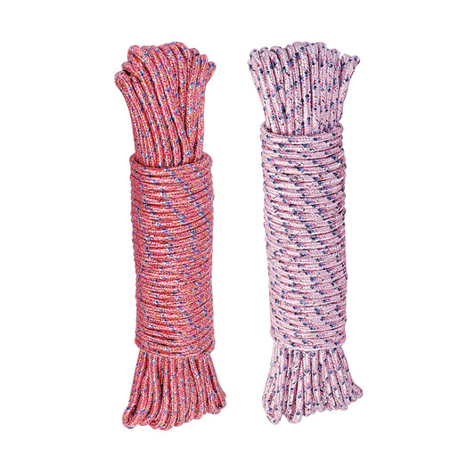 Set Rope - 2-Piece, 5mmx20m - Assorted Colors Polypropylene Rope for Clothesline, Camping, Flag, and Outdoor Use