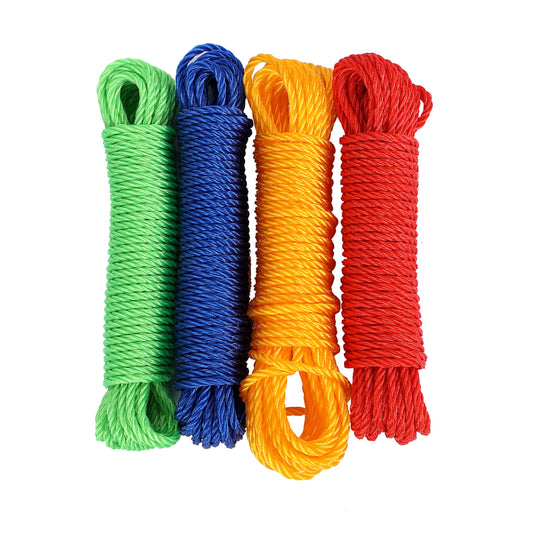 4 Piece Rope Set - 4mmx10m Polypropylene Rope for Gardening, Camping, Crafting, Packaging, and Household Use