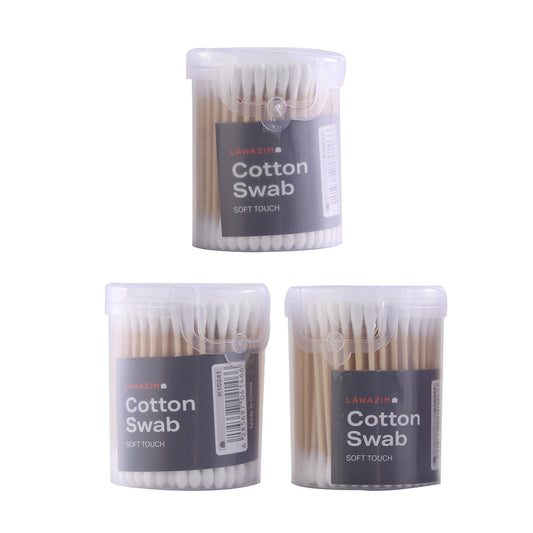 Cotton Swab Set - Set of 3 - Natural Organic Buds For Ear for Makeup, Daily Cleaning, and Pet Care
