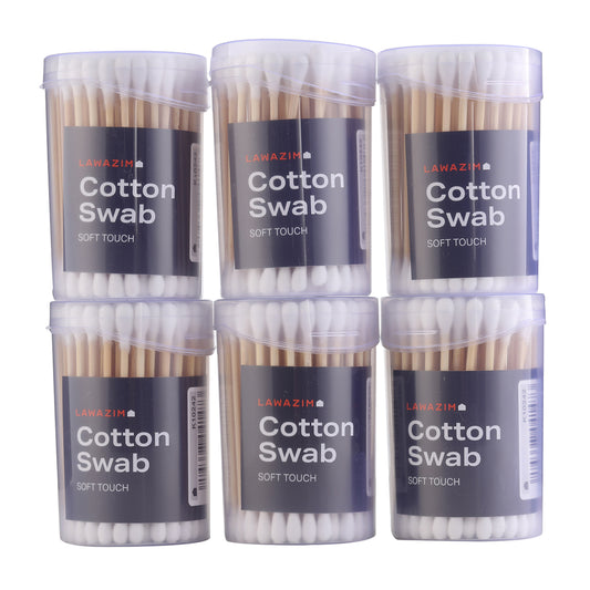 Cotton Swab Set - Set of 6 - Natural Organic Buds For Ear for Makeup, Daily Cleaning, and Pet Care