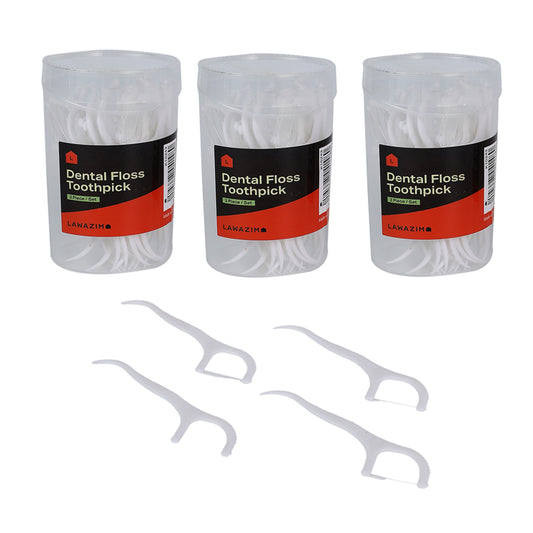 Dental Floss Toothpicks - Set of 3 - Easy-Glide Flosser for Removing Plaque, Preventing Tooth Decay & Gum Disease