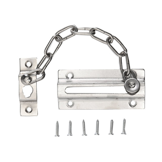 Chain Door Lock Nickel Plated - 85mm - Stainless Steel Security Chain with Screws - for Front Doors, Bedrooms, Apartments, and Offices