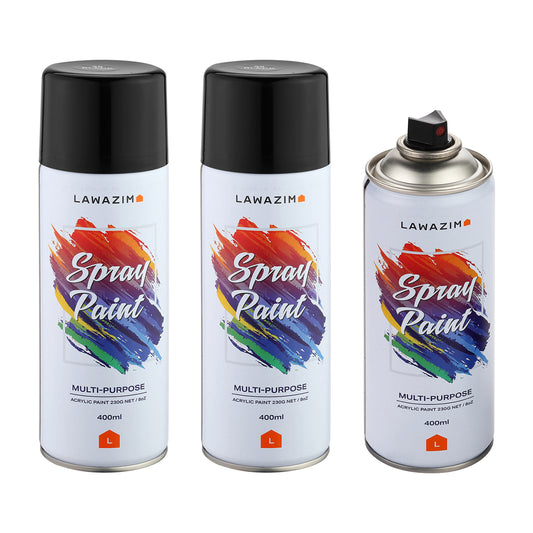 Pack Of 3 Spray Paint Set - 39 Black - Multi-Surface 400ml Paint for Wood, Plastic, Metal, Interior & Exterior Uses